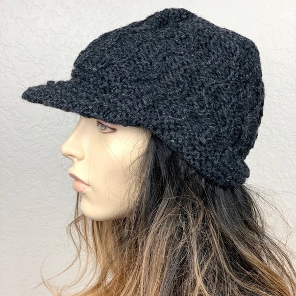 Women’s Winter Brim Hat Newsboy Cap Charcoal Gray Color - Picture 2 of 7